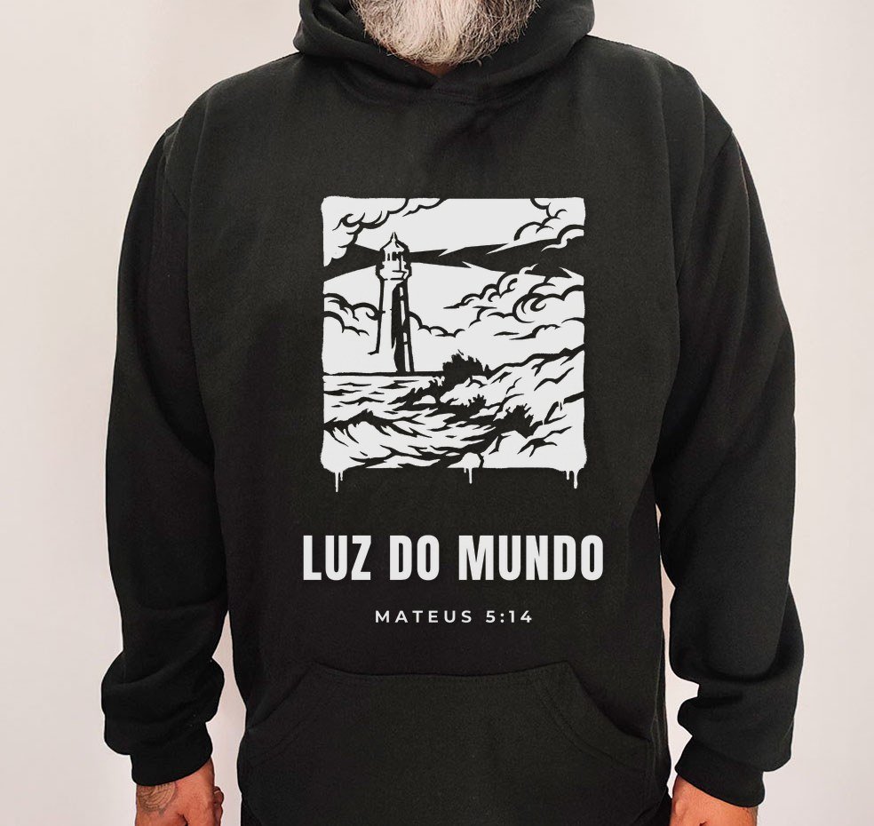 Moletom Evangélico Luz do Mundo — Coroa de Vida - preta