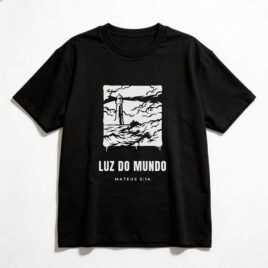 Camiseta Oversized Evangélica Luz do Mundo — Coroa de Vida - preta