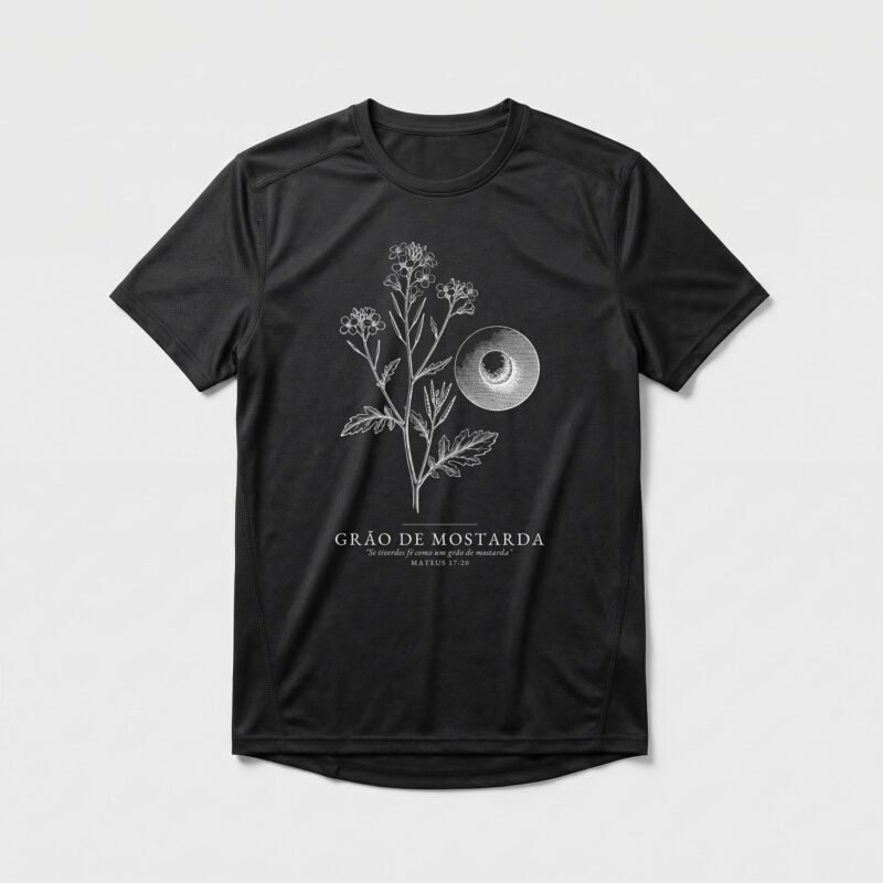 Camiseta Dry Fit Evangélica Grão de Mostarda — Coroa de Vida - preta