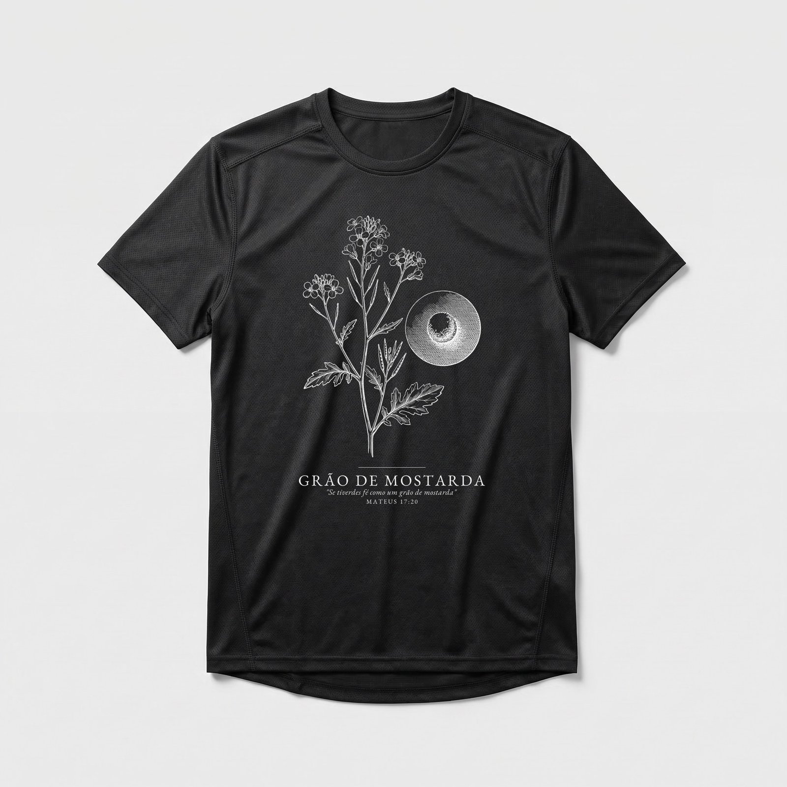 Camiseta Dry Fit Evangélica Grão de Mostarda — Coroa de Vida - preta