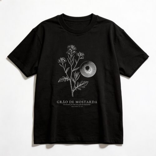 Camiseta Oversized Evangélica Grão de Mostarda — Coroa de Vida - preta