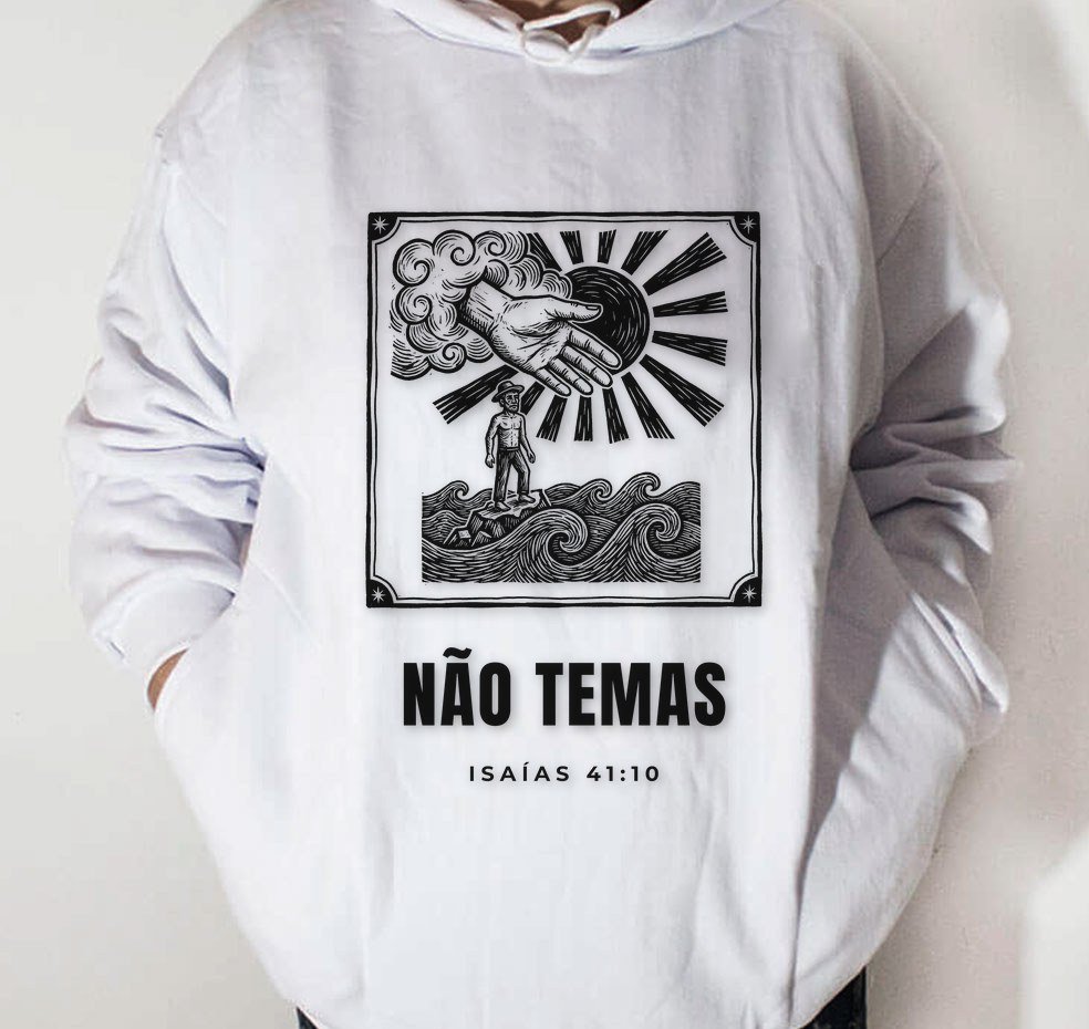 Moletom Evangélico Não Temas — Coroa de Vida - branca