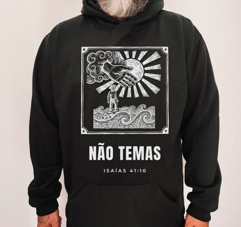Moletom Evangélico Não Temas — Coroa de Vida - preta