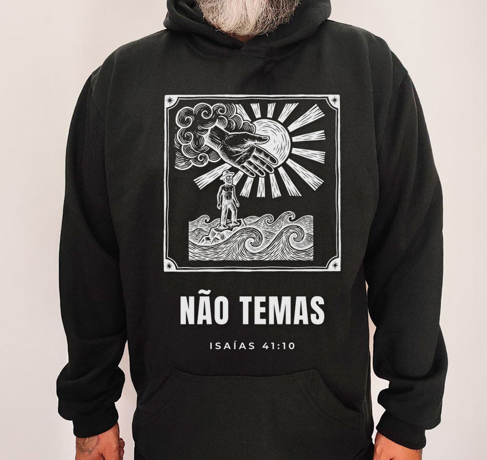 Moletom Evangélico Não Temas — Coroa de Vida - preta