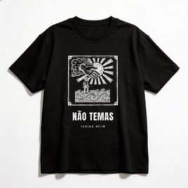 Camiseta Oversized Evangélica Não Temas — Coroa de Vida - preta