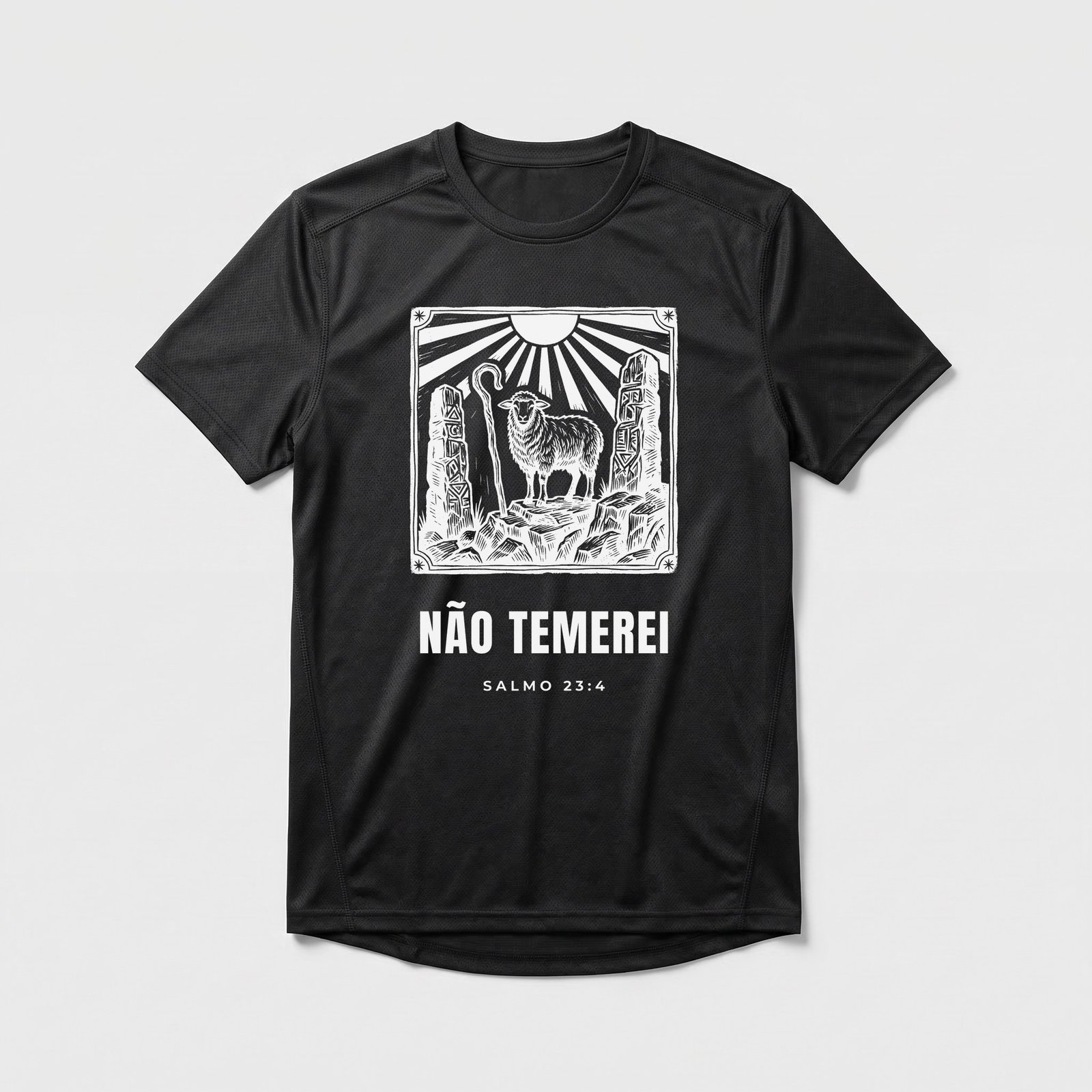 Camiseta Dry Fit Evangélica Não Temerei — Coroa de Vida - preta