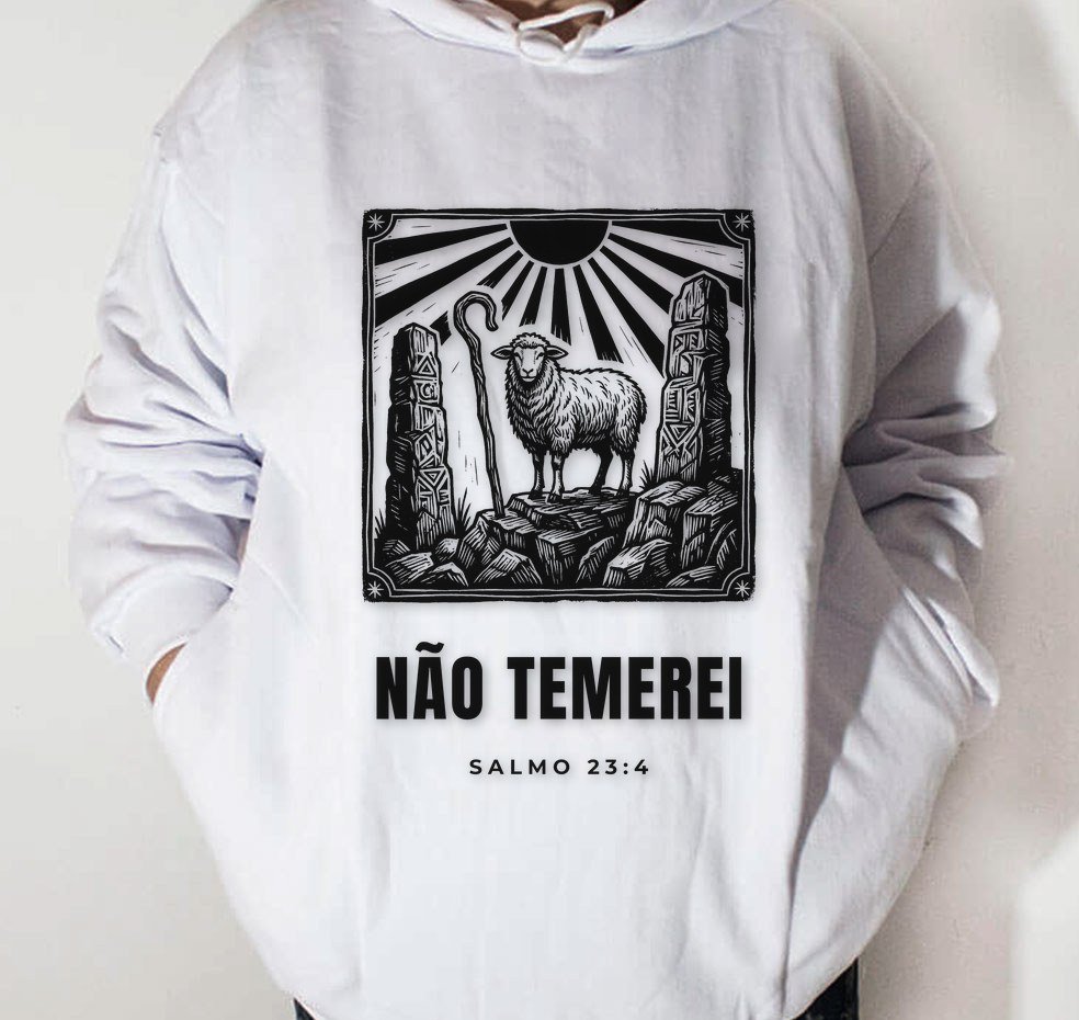 Moletom Evangélico Não Temerei — Coroa de Vida - branca
