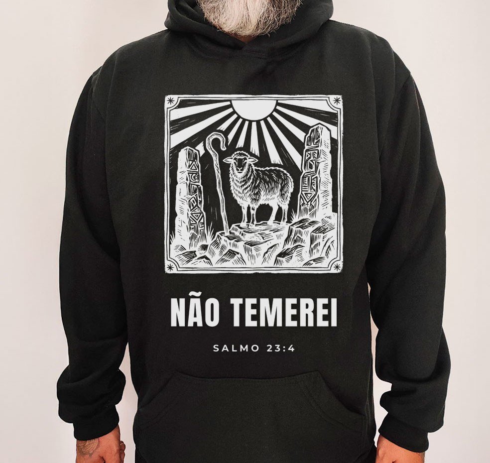 Moletom Evangélico Não Temerei — Coroa de Vida - preta