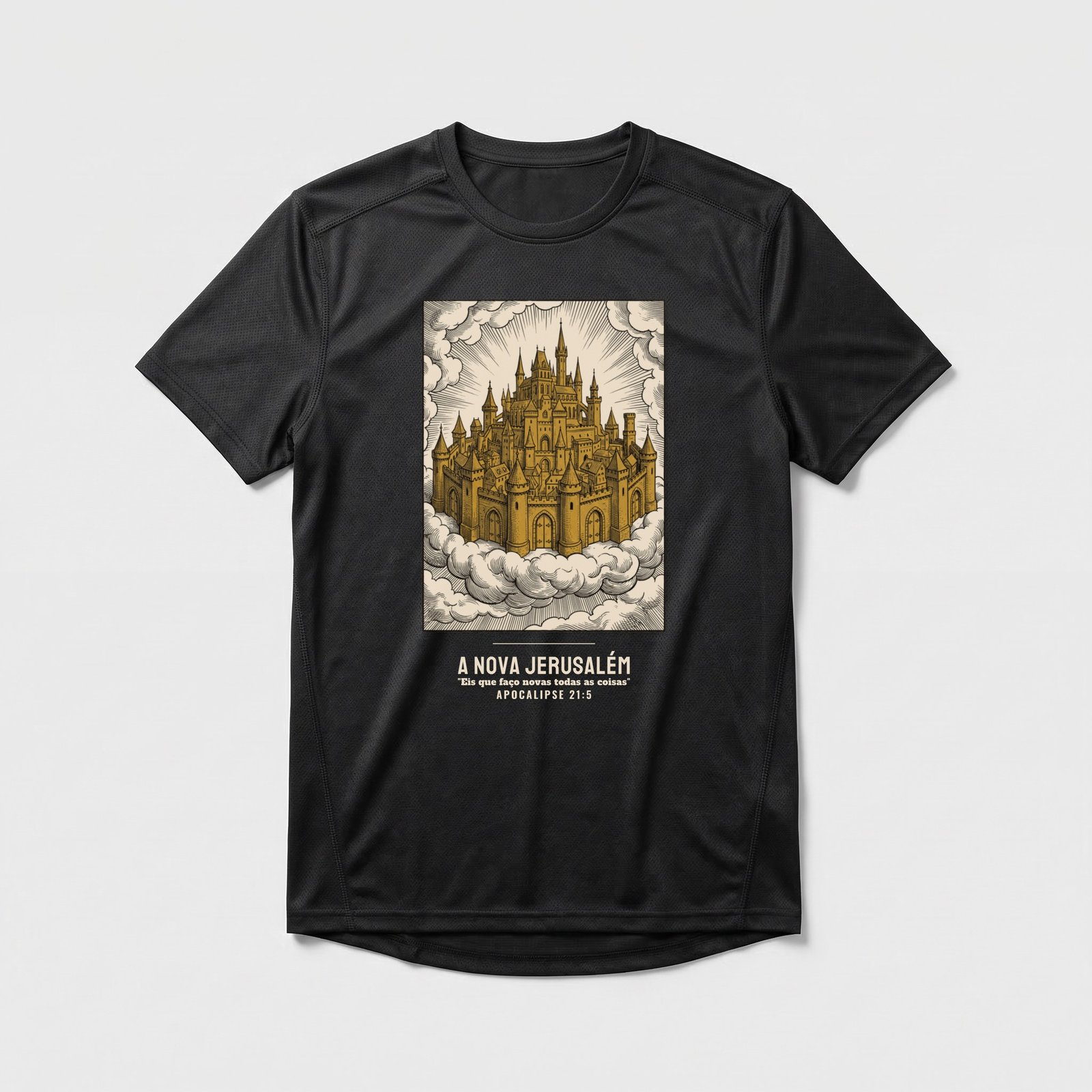 Camiseta Dry Fit Evangélica Nova Jerusalém — Coroa de Vida - preta