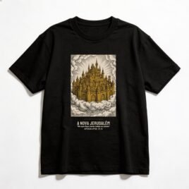 Camiseta Oversized Evangélica Nova Jerusalém — Coroa de Vida - preta