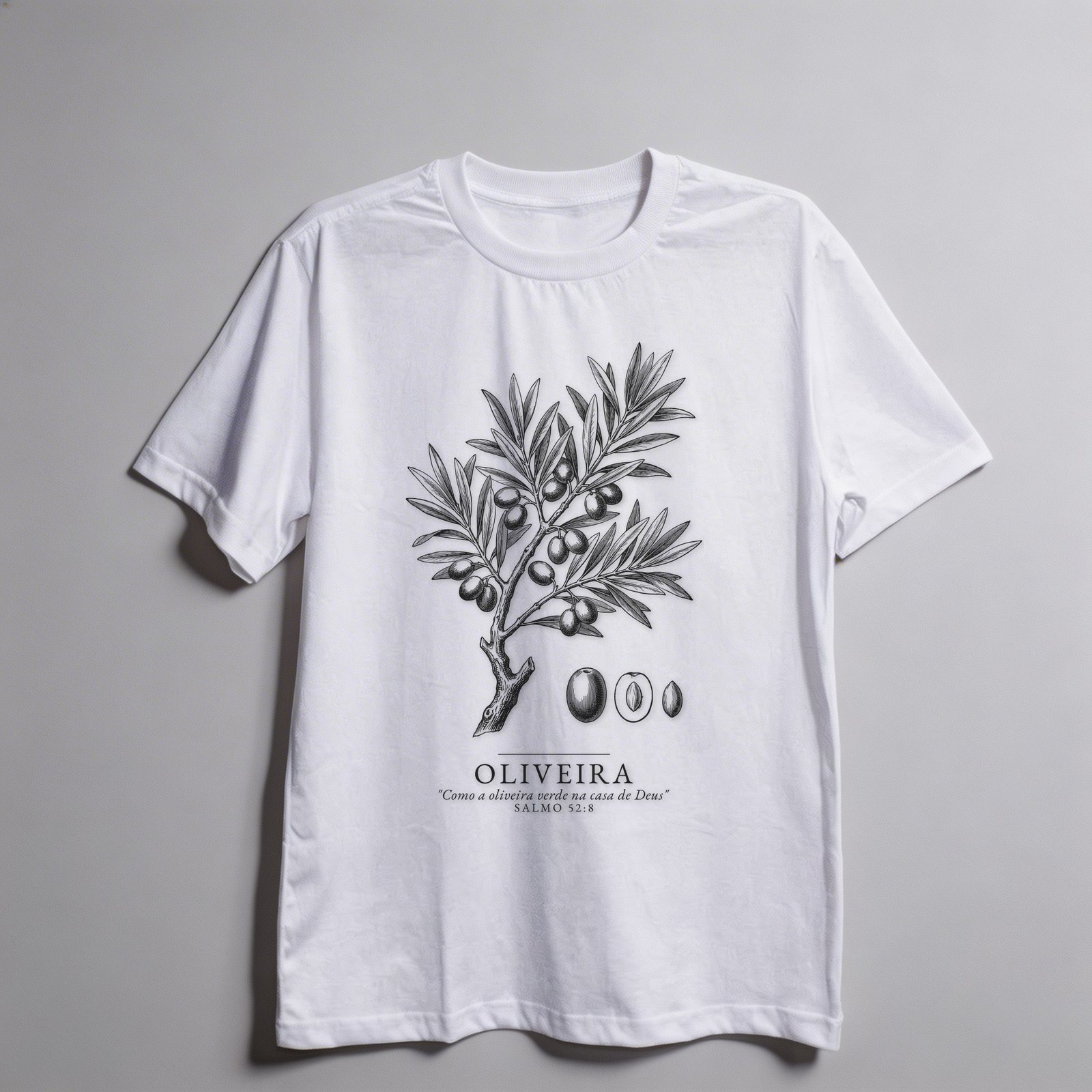 Camiseta Oversized Evangélica Oliveira Verde — Coroa de Vida - branca