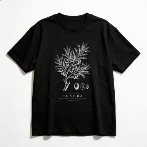 Camiseta Oversized Evangélica Oliveira Verde — Coroa de Vida - preta