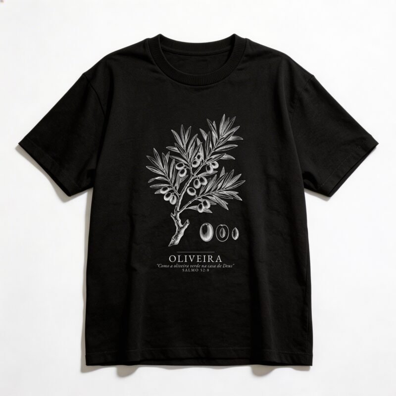 Camiseta Oversized Evangélica Oliveira Verde — Coroa de Vida - preta