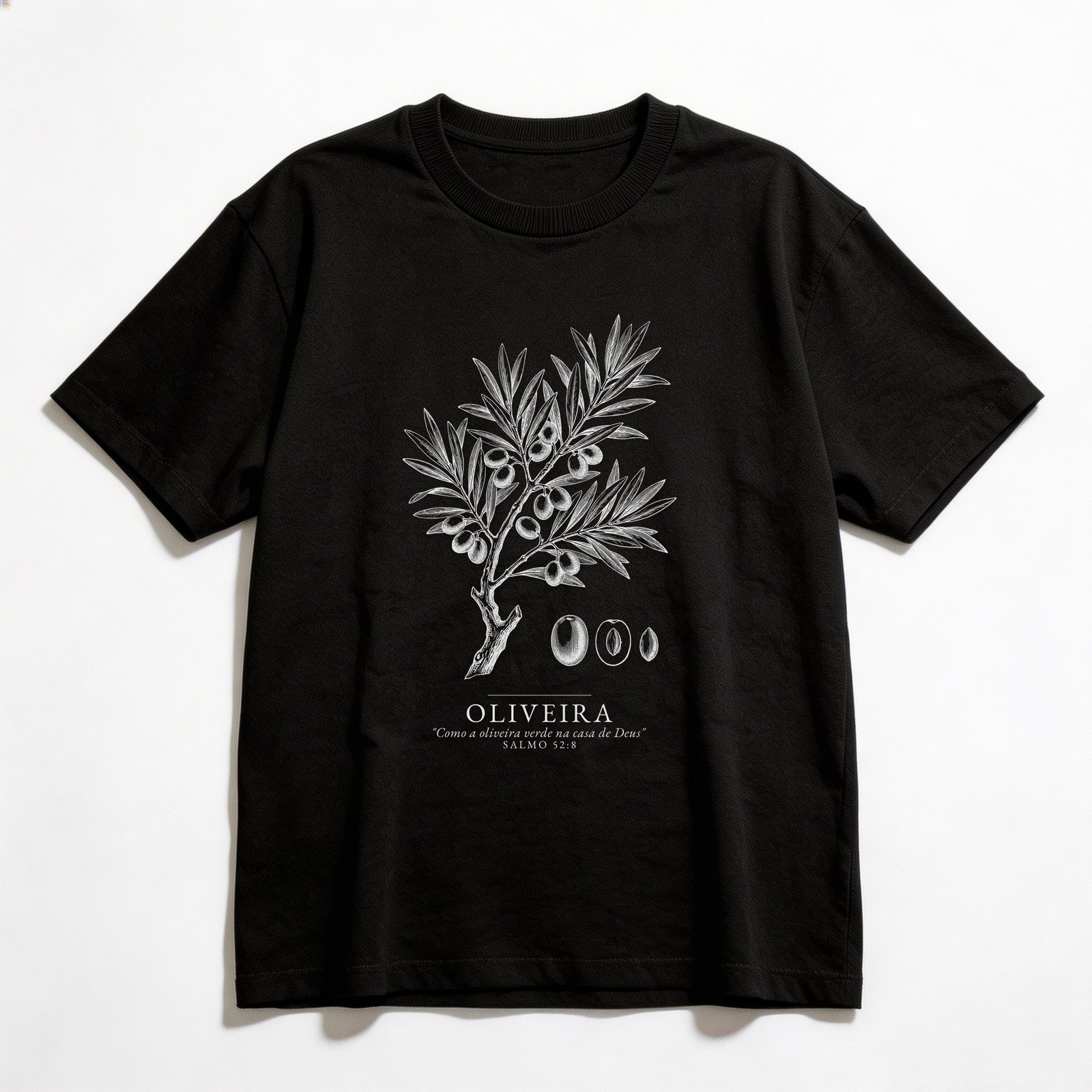 Camiseta Oversized Evangélica Oliveira Verde — Coroa de Vida - preta