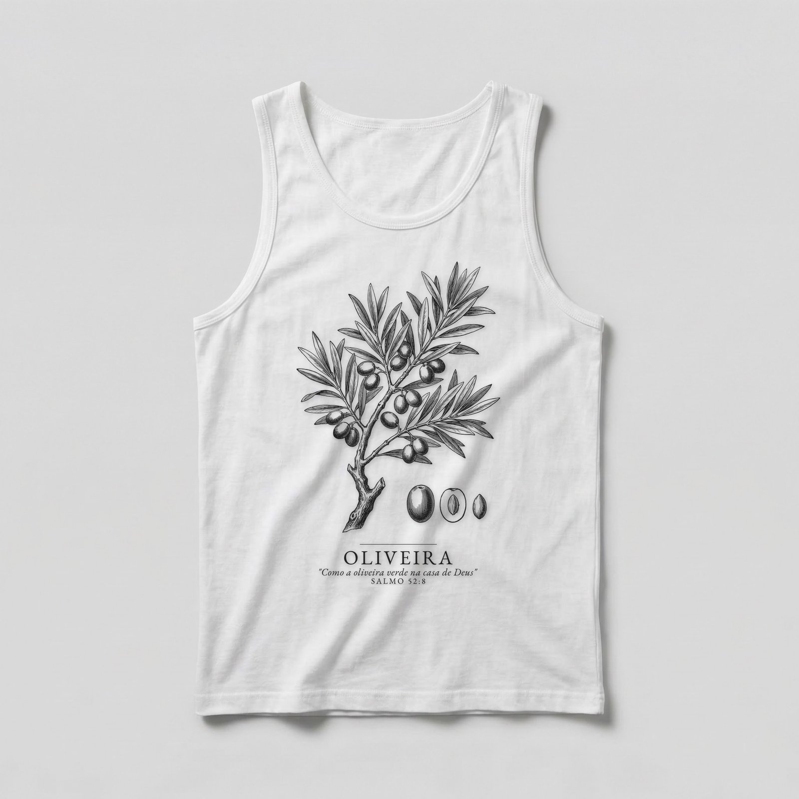 Regata Evangélica Oliveira Verde — Coroa de Vida - branca