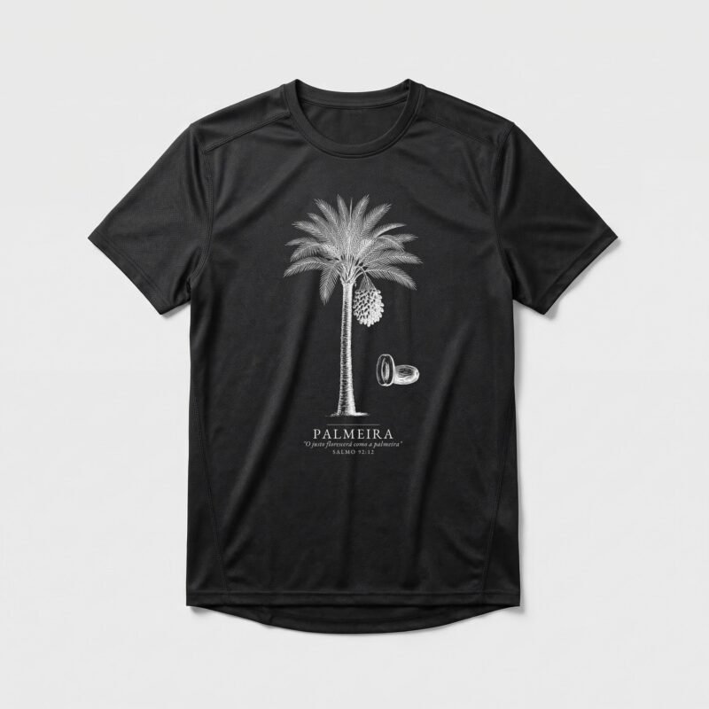 Camiseta Dry Fit Evangélica Palmeira — Coroa de Vida - preta