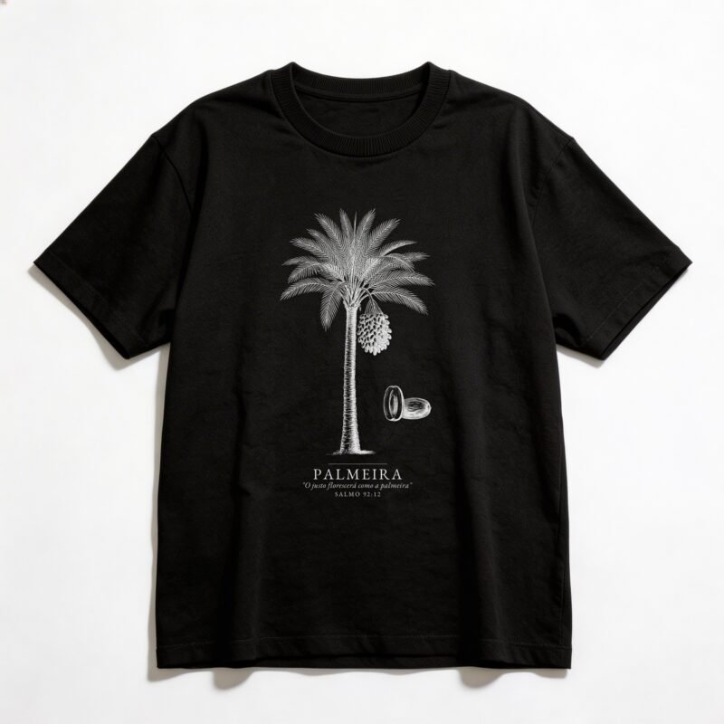 Camiseta Oversized Evangélica Palmeira — Coroa de Vida - preta