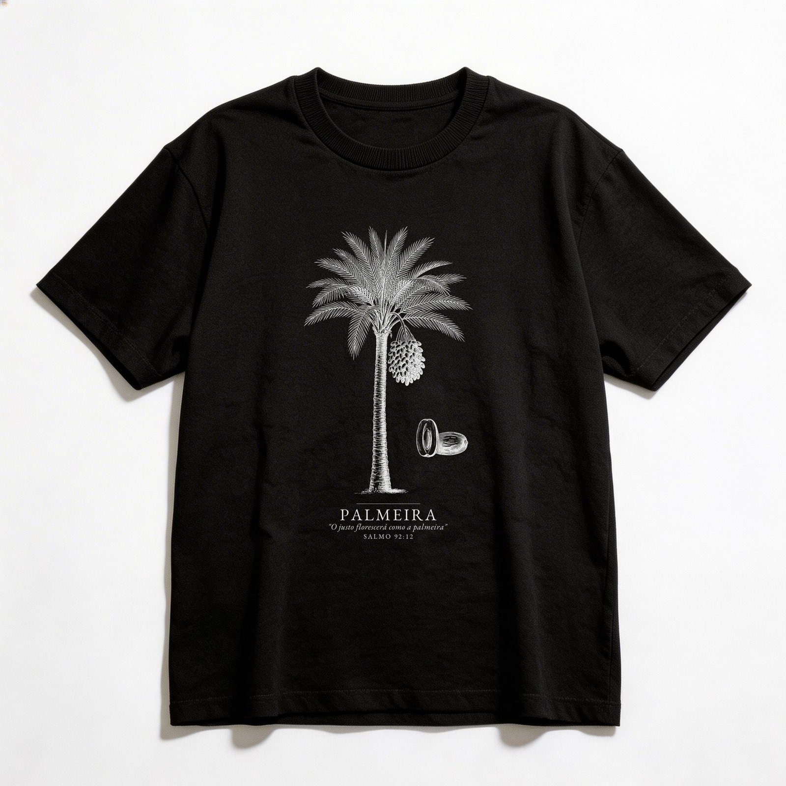 Camiseta Oversized Evangélica Palmeira — Coroa de Vida - preta