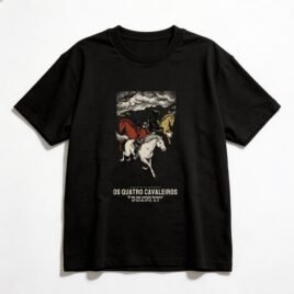 Camiseta Oversized Evangélica Os Quatro Cavaleiros — Coroa de Vida - preta