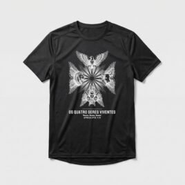 Camiseta Dry Fit Evangélica Os Quatro Seres Viventes — Coroa de Vida - preta
