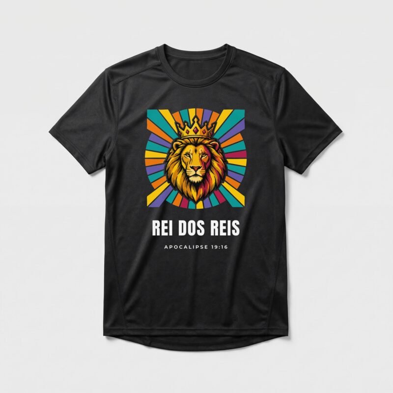 Camiseta Dry Fit Evangélica Rei dos Reis — Coroa de Vida - preta