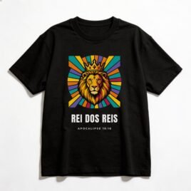Camiseta Oversized Evangélica Rei dos Reis — Coroa de Vida - preta