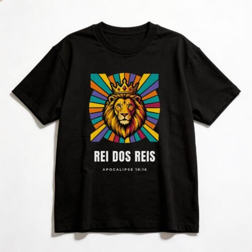Camiseta Oversized Evangélica Rei dos Reis — Coroa de Vida - preta