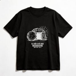 Camiseta Oversized Evangélica Ressuscitou — Coroa de Vida - preta
