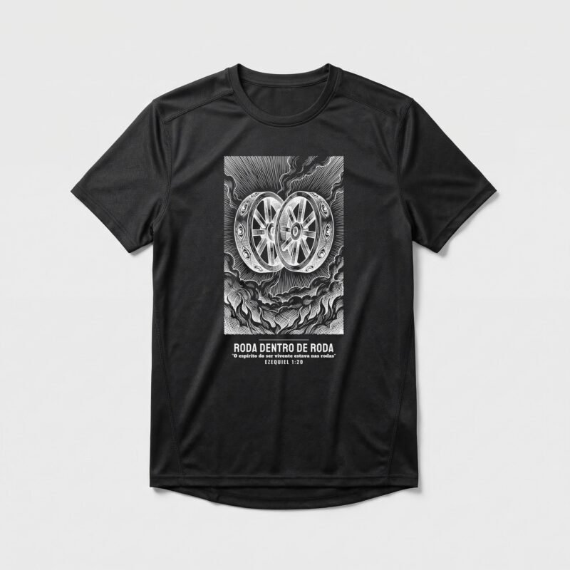 Camiseta Dry Fit Evangélica Rodas de Ezequiel — Coroa de Vida - preta