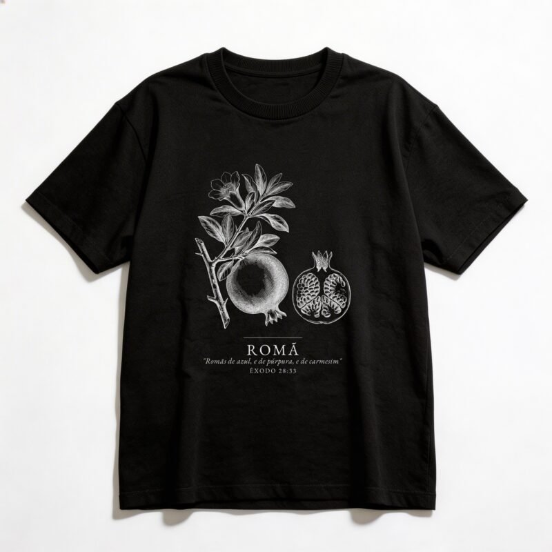 Camiseta Oversized Evangélica Romã — Coroa de Vida - preta