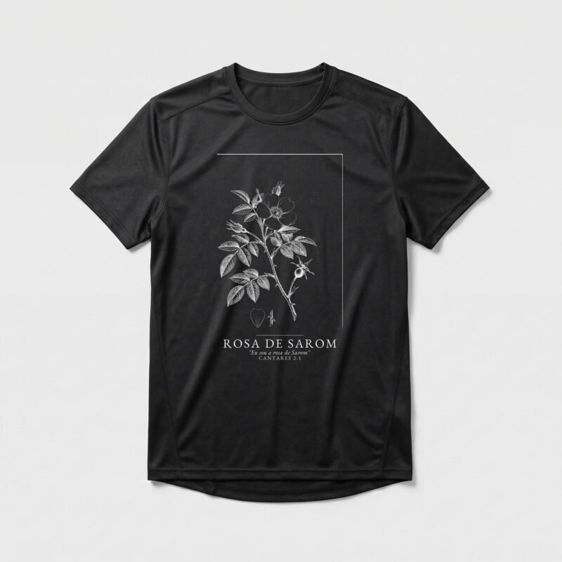 Camiseta Dry Fit Evangélica Rosa de Sarom — Coroa de Vida - preta