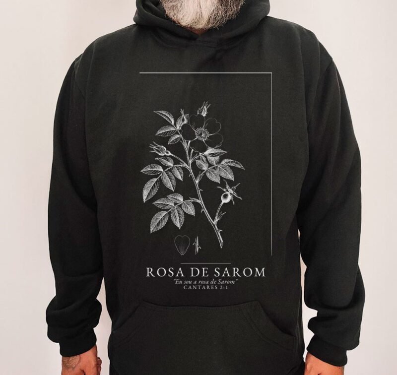 Moletom Evangélico Rosa de Sarom — Coroa de Vida - preta