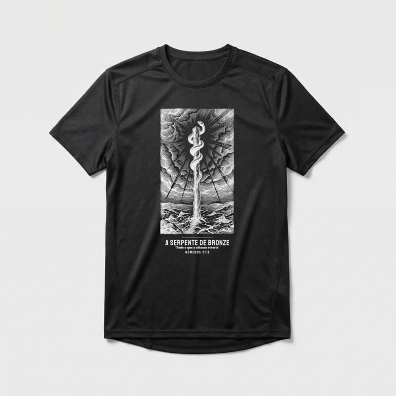 Camiseta Dry Fit Evangélica Serpente de Bronze — Coroa de Vida - preta