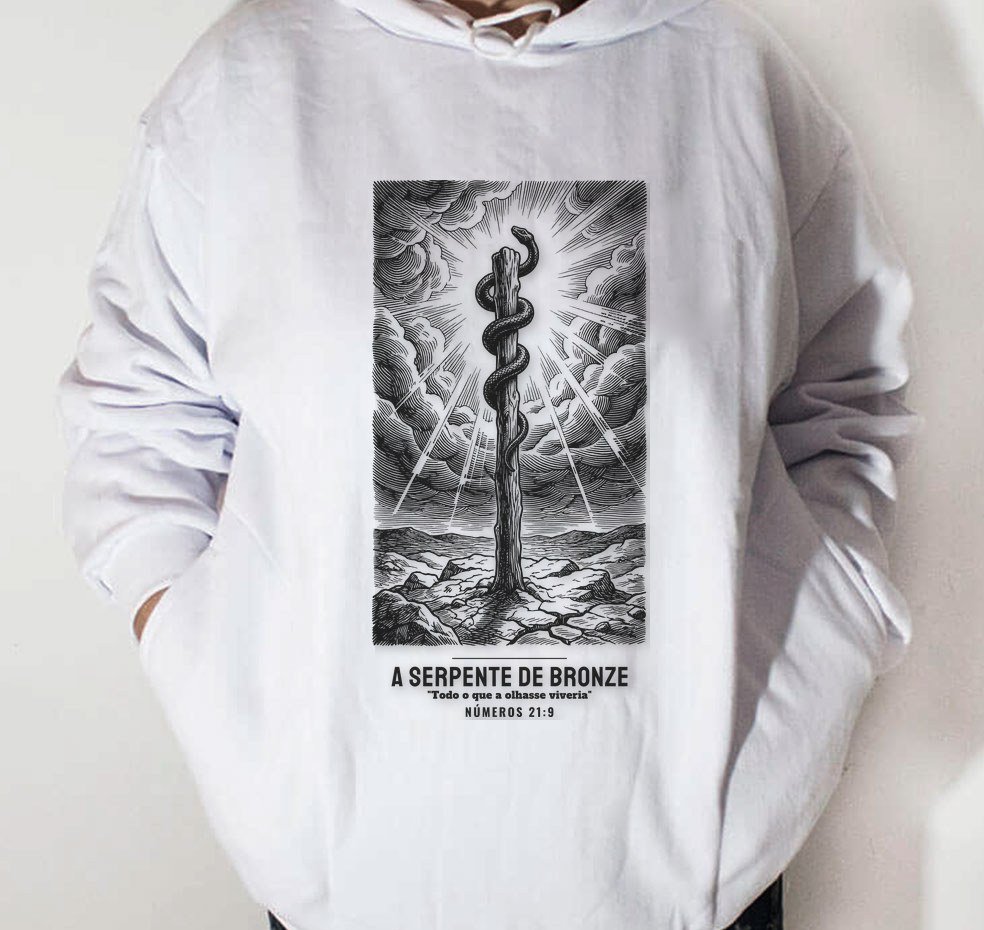 Moletom Evangélico Serpente de Bronze — Coroa de Vida - branca