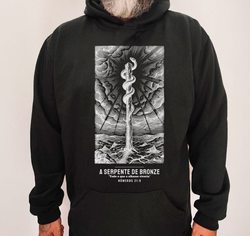 Moletom Evangélico Serpente de Bronze — Coroa de Vida - preta