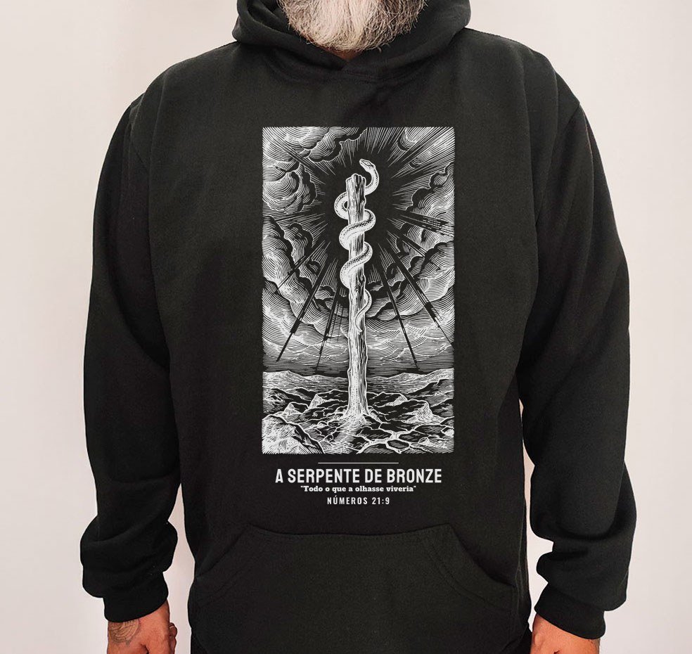 Moletom Evangélico Serpente de Bronze — Coroa de Vida - preta