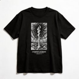 Camiseta Oversized Evangélica Serpente de Bronze — Coroa de Vida - preta
