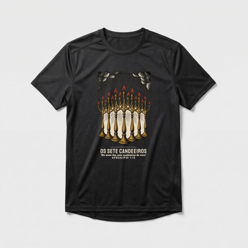 Camiseta Dry Fit Evangélica Os Sete Candeeiros — Coroa de Vida - preta