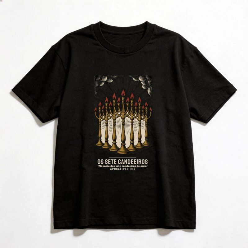 Camiseta Oversized Evangélica Os Sete Candeeiros — Coroa de Vida - preta