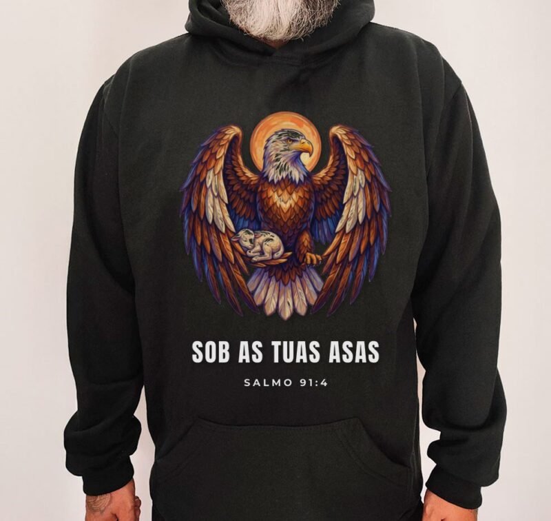 Moletom Evangélico Sob as Tuas Asas — Coroa de Vida - preta