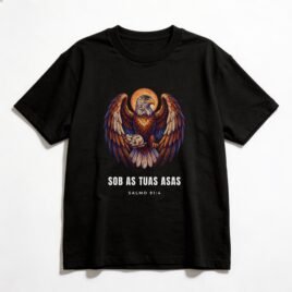Camiseta Oversized Evangélica Sob as Tuas Asas — Coroa de Vida - preta