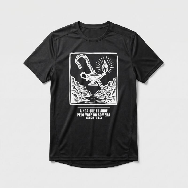 Camiseta Dry Fit Evangélica Vale da Sombra — Coroa de Vida - preta