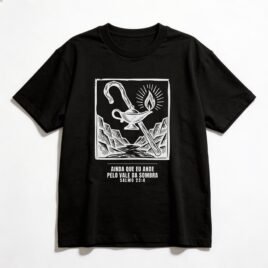 Camiseta Oversized Evangélica Vale da Sombra — Coroa de Vida - preta