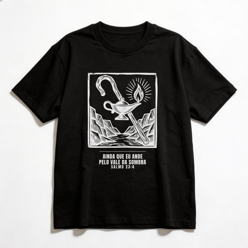 Camiseta Oversized Evangélica Vale da Sombra — Coroa de Vida - preta