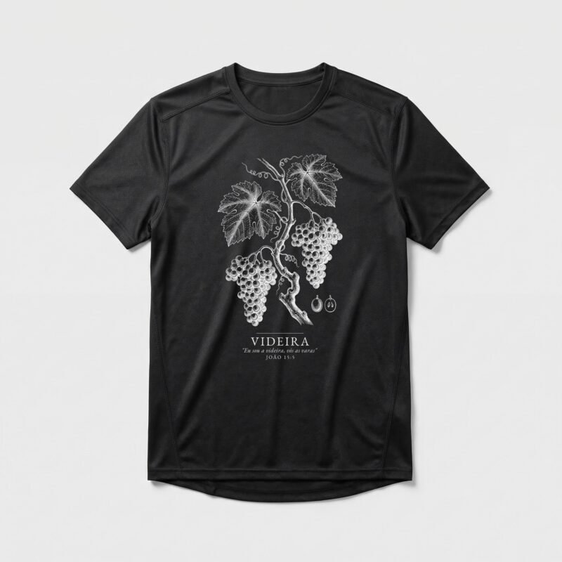 Camiseta Dry Fit Evangélica Videira Verdadeira — Coroa de Vida - preta