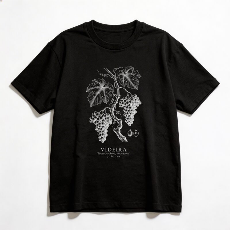 Camiseta Oversized Evangélica Videira Verdadeira — Coroa de Vida - preta
