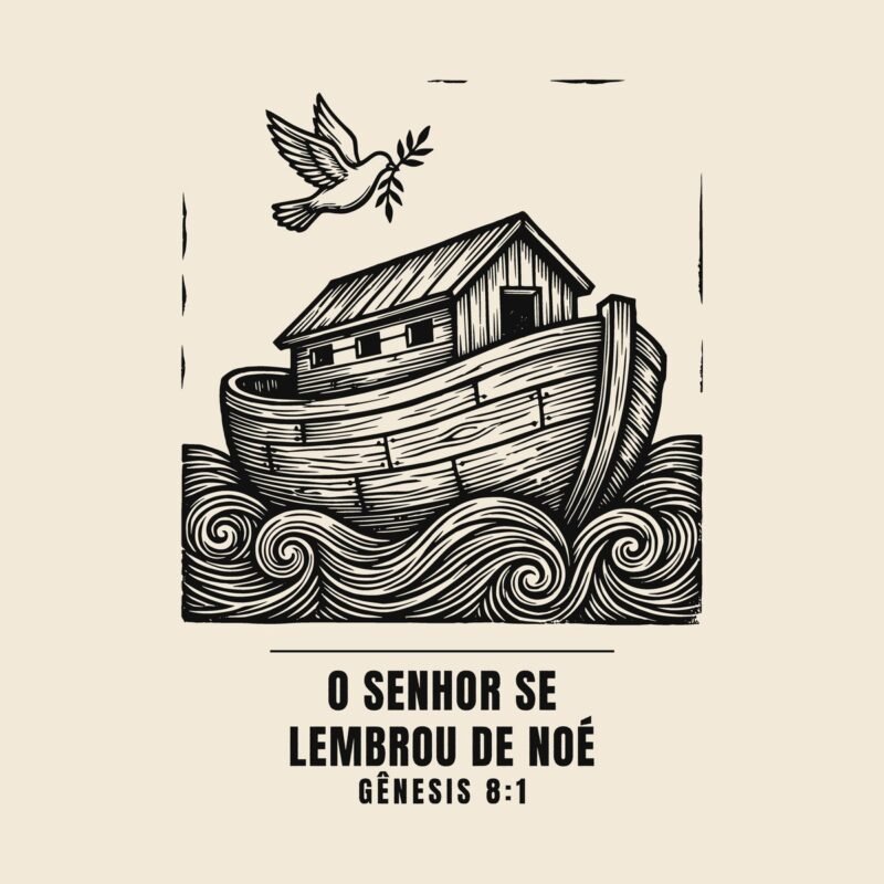 Camiseta evangélica Arca de Noé — Coroa de Vida - detalhe da estampa
