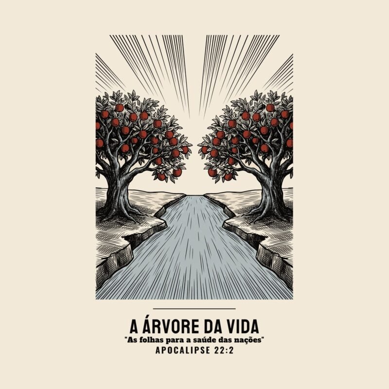 Camiseta evangélica Árvore da Vida — Coroa de Vida - detalhe da estampa