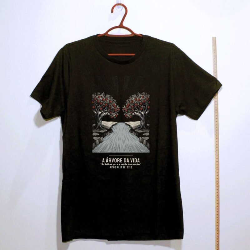 Camiseta evangélica Árvore da Vida — Coroa de Vida - preta