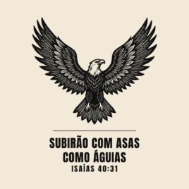 Camiseta evangélica Asas como Águias — Coroa de Vida - detalhe da estampa